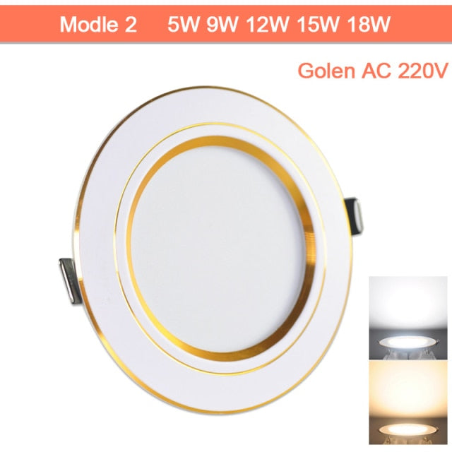 led downlight gold Silver White Ultra Thin Aluminum 3W 5W 9W 12W 15W 18W downlight  AC220V 240V Round Recessed LED Spot Lighting