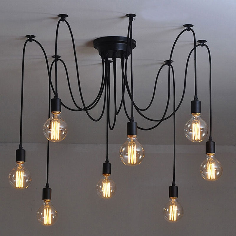 Ceiling Lights DIY Art Spider Ceiling Lamp Fixture Light Hanging Nordic Retro Edison Bulb Light Vintage Loft Antique hanging