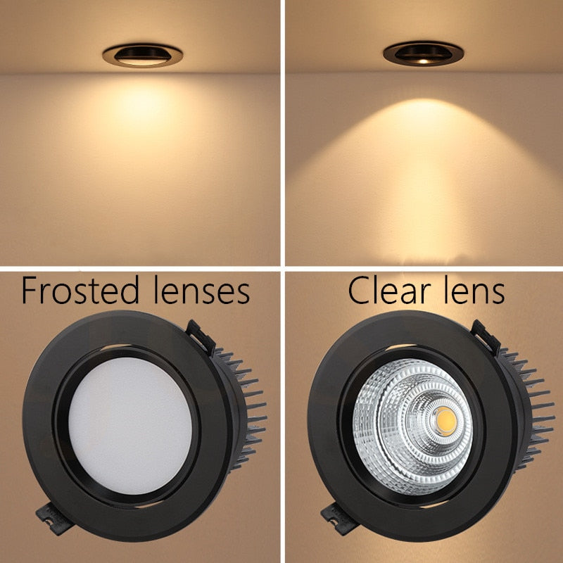 Downlight LED COB Spotlight Dimmable Ceiling lamp AC110V-220V 3W 5W 7W 9W 12W 15W recessed downlights round led panel light