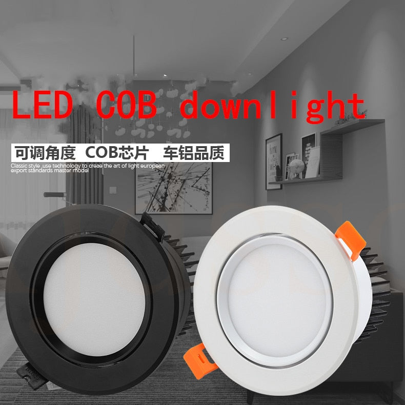 Downlight LED COB Spotlight Dimmable Ceiling lamp AC110V-220V 3W 5W 7W 9W 12W 15W recessed downlights round led panel light