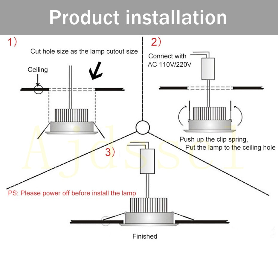 Downlight LED COB Spotlight Dimmable Ceiling lamp AC110V-220V 3W 5W 7W 9W 12W 15W recessed downlights round led panel light