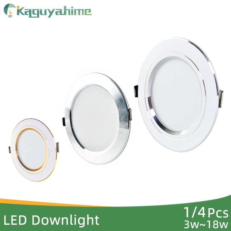 Kaguyahime 1pc/4pcs 5W 9W 12W 18W LED Panel Light 220V Spot Light Lamp Ultra Thin Recessed Downlight LED Indoor Lighting Kitchen
