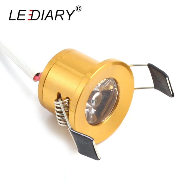 LEDIARY Silvery/Black/White/Golden Mini LED Downlights 1.5W 27mm 100V-240V Jewelry Display Ceiling Recessed Cabinet Spot Lamp