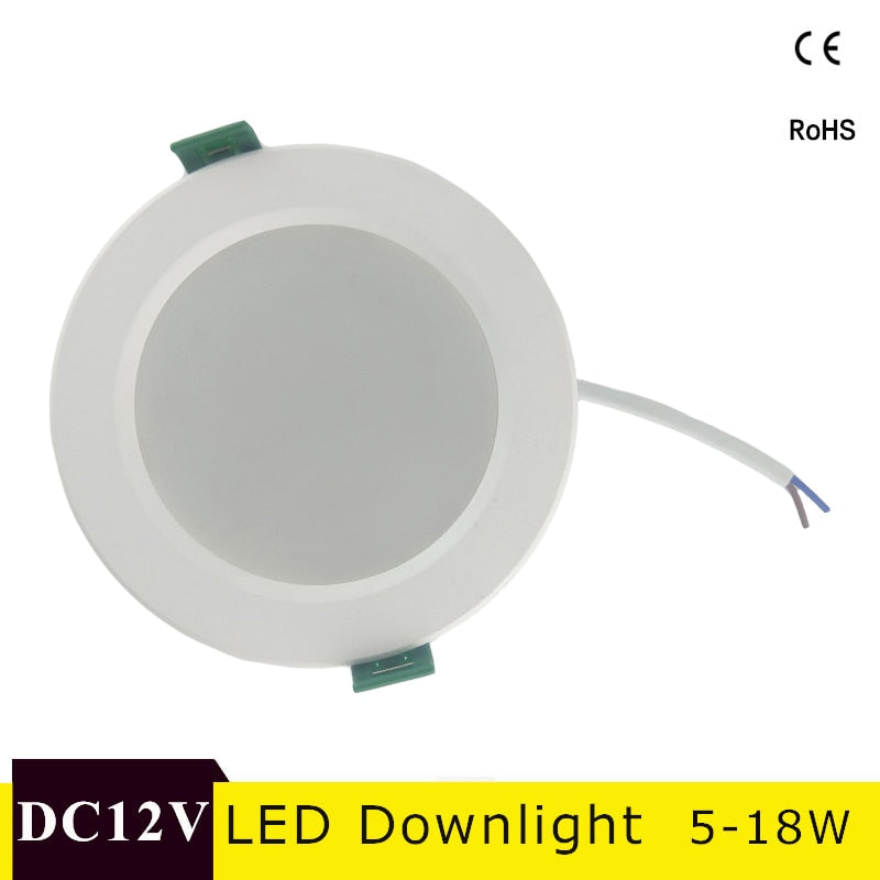 Led Downlight DC 12V 18W 15W 12W 9W 5W Recessed Grid Downlight Cold White 6500K Round LED Panel Light