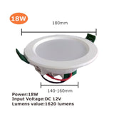 Led Downlight DC 12V 18W 15W 12W 9W 5W Recessed Grid Downlight Cold White 6500K Round LED Panel Light