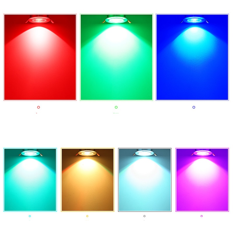 LED RGB Downlight 5w 10w 15w LED Panel Light Concealed Recessed Ceiling Lights with Remote Control Bedroom KTV Hotel Corridor