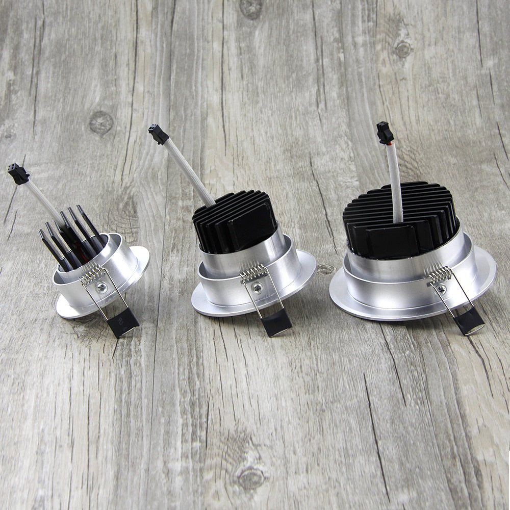 DBF Silver Round Dimmable Recessed LED COB Downlight 6W/9W/12W/18W Recessed LED Ceiling Spot Light 3000K 4000K 6000K AC90-265V