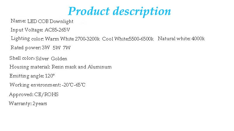 Dimmable LED Downlight 7W 9W Spot LED DownLights Dimmable cob LED Spot Recessed down lights for living room 110v 220v