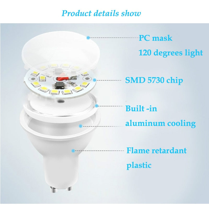 Dimmable GU10 GU5.3 AC110V 220V Led Spotlights MR16 DC12V Bulbs Indoor Lamps 3W 5W DownLights Aluminum+pc 3000K 4000K 6000K
