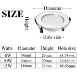 LED Downlight 6W 10W 15W Round Recessed Lamp AC220V  Warm /Cold white Led Bulb Bedroom Kitchen Indoor Light LED Spot Lighting