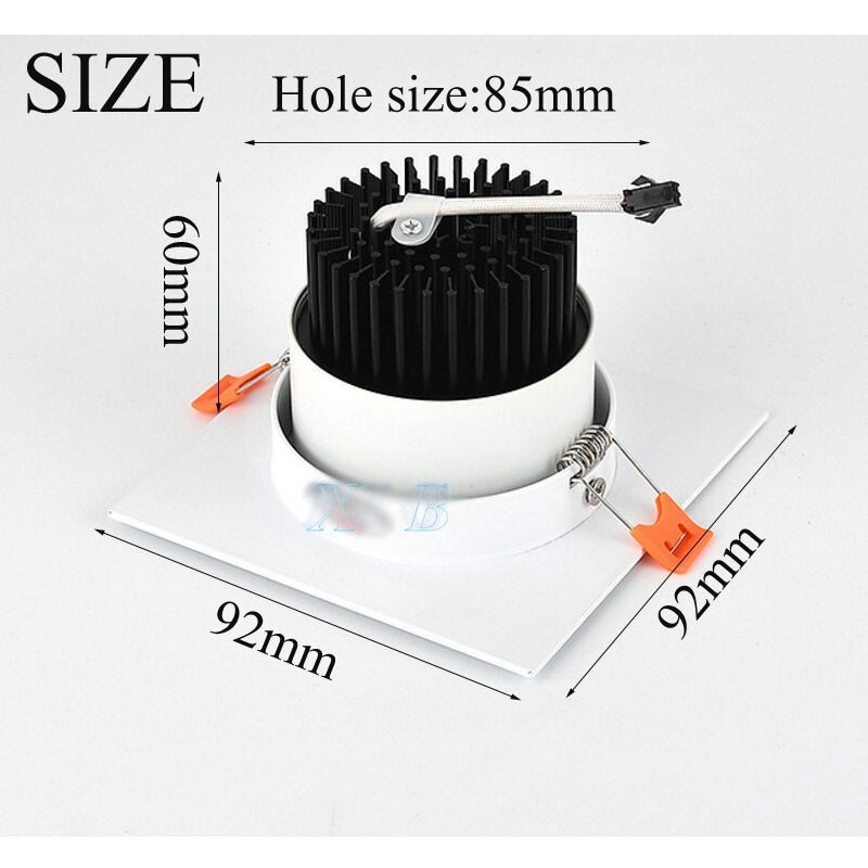 Square cob Dimmable  5w 7w 9w Led downlight light Ceiling Spot Light AC85-265V ceiling recessed Lights Indoor Lighting