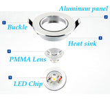 Dimmable 3W 1W Mini High Power LED Recessed Ceiling Down Light Lamps LED Downlights for Living Room Cabinet Bedroom AC110V 220V