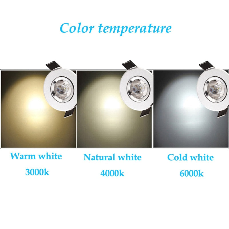 Dimmable 3W 1W Mini High Power LED Recessed Ceiling Down Light Lamps LED Downlights for Living Room Cabinet Bedroom AC110V 220V