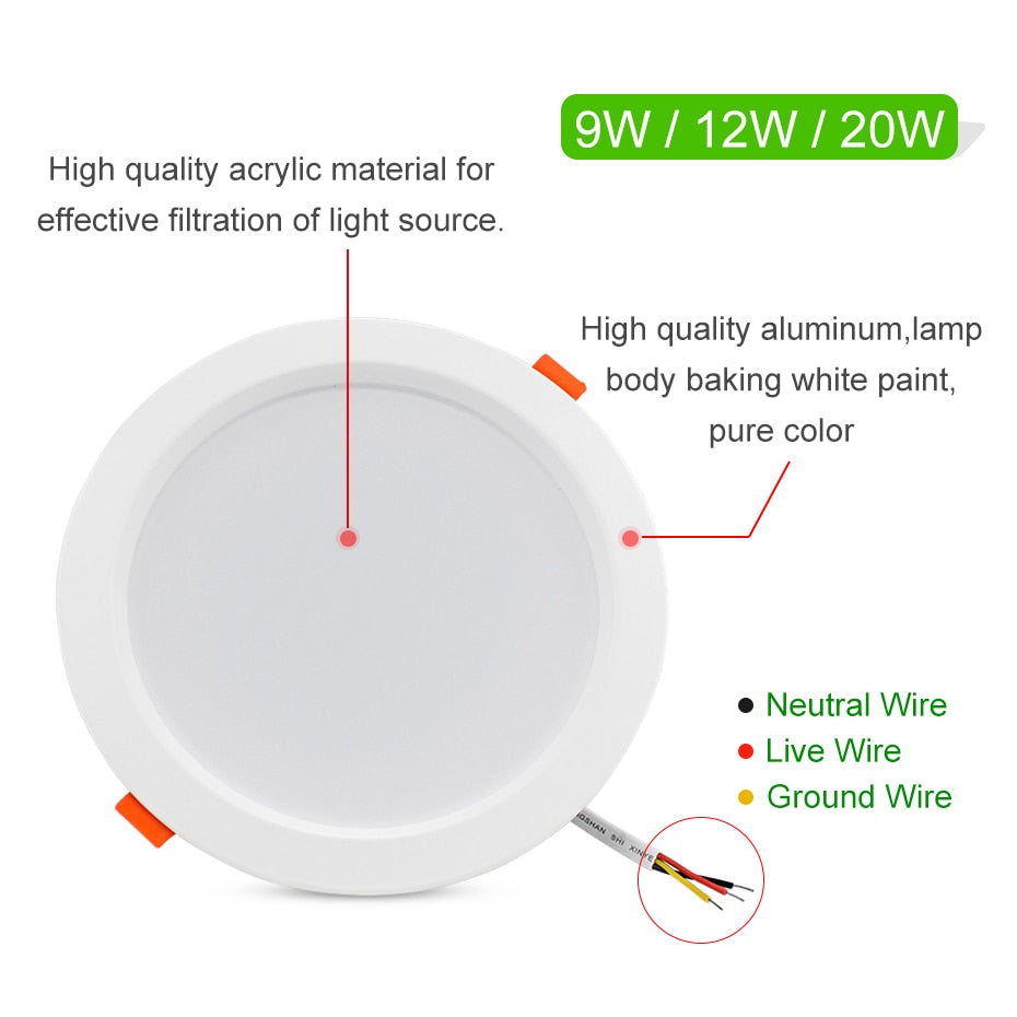 LED Downlight 220V 3W 5W 9W 12W 20W Spotlight Changeable Downlight LED Warm White Cold White Spot Lights
