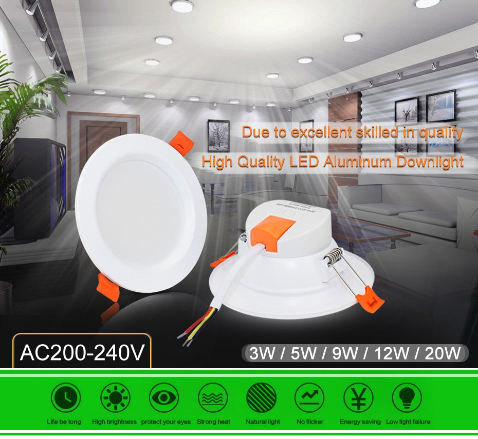 LED Downlight 220V 3W 5W 9W 12W 20W Spotlight Changeable Downlight LED Warm White Cold White Spot Lights