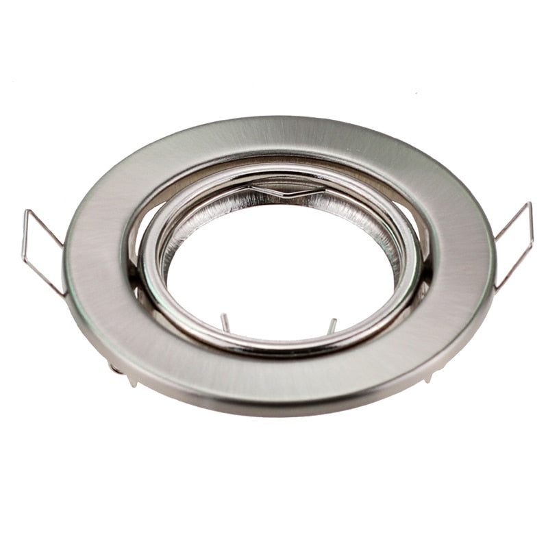 Round Nickel Recessed LED Ceiling Light Adjustable Frame MR16 GU10 Bulb Fixture Downlight Holder