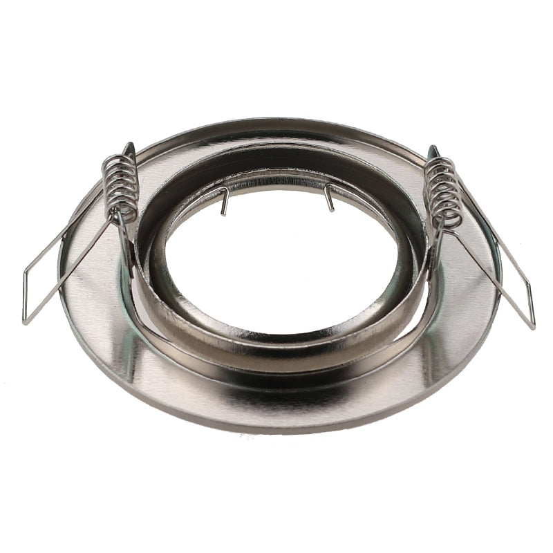 Round Nickel Recessed LED Ceiling Light Adjustable Frame MR16 GU10 Bulb Fixture Downlight Holder