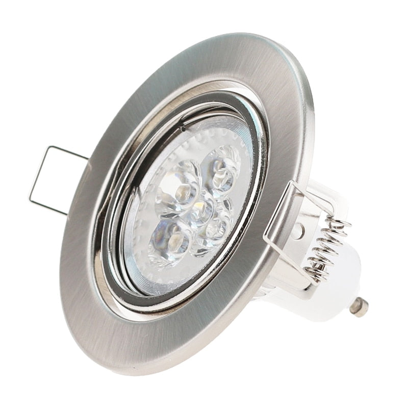 Round Nickel Recessed LED Ceiling Light Adjustable Frame MR16 GU10 Bulb Fixture Downlight Holder