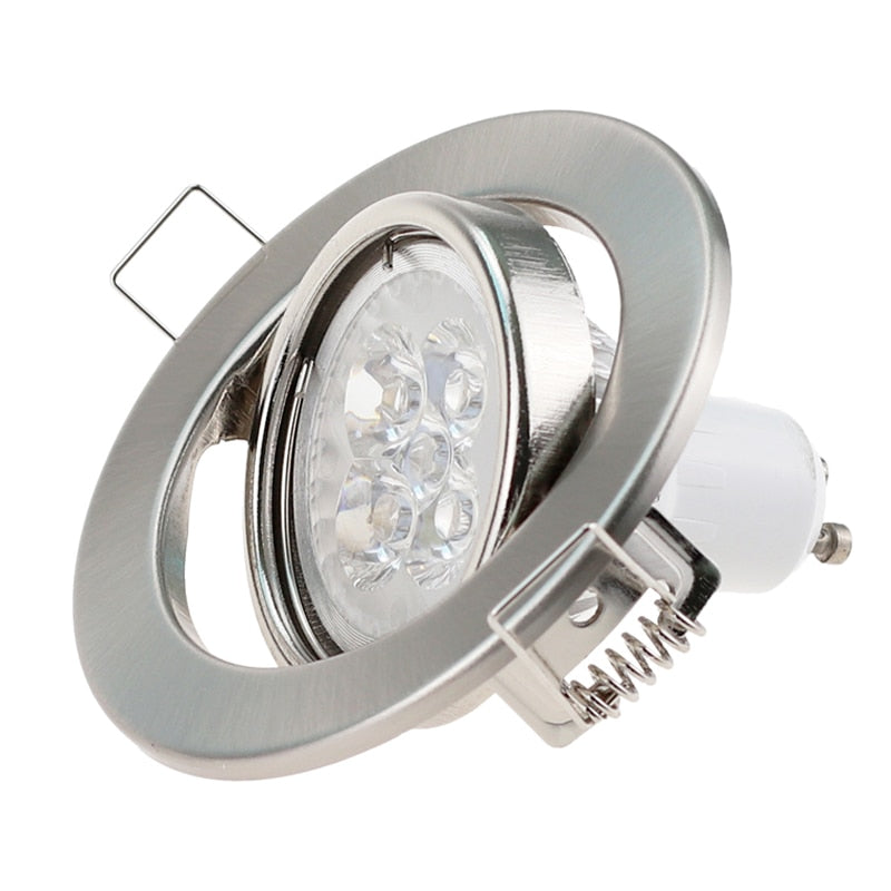 Round Nickel Recessed LED Ceiling Light Adjustable Frame MR16 GU10 Bulb Fixture Downlight Holder