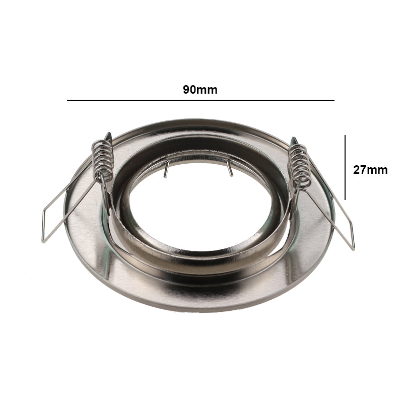 Round Nickel Recessed LED Ceiling Light Adjustable Frame MR16 GU10 Bulb Fixture Downlight Holder