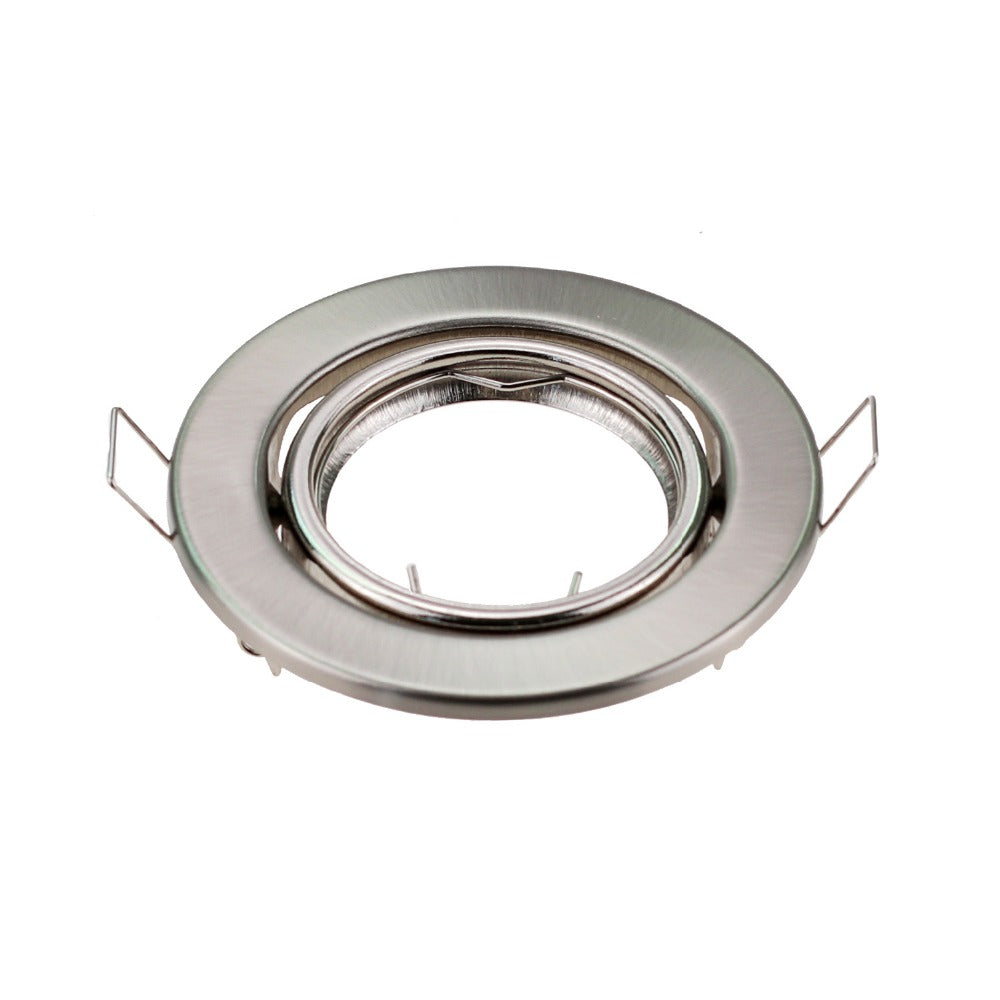 Round Nickel Recessed LED Ceiling Light Adjustable Frame MR16 GU10 Bulb Fixture Downlight Holder