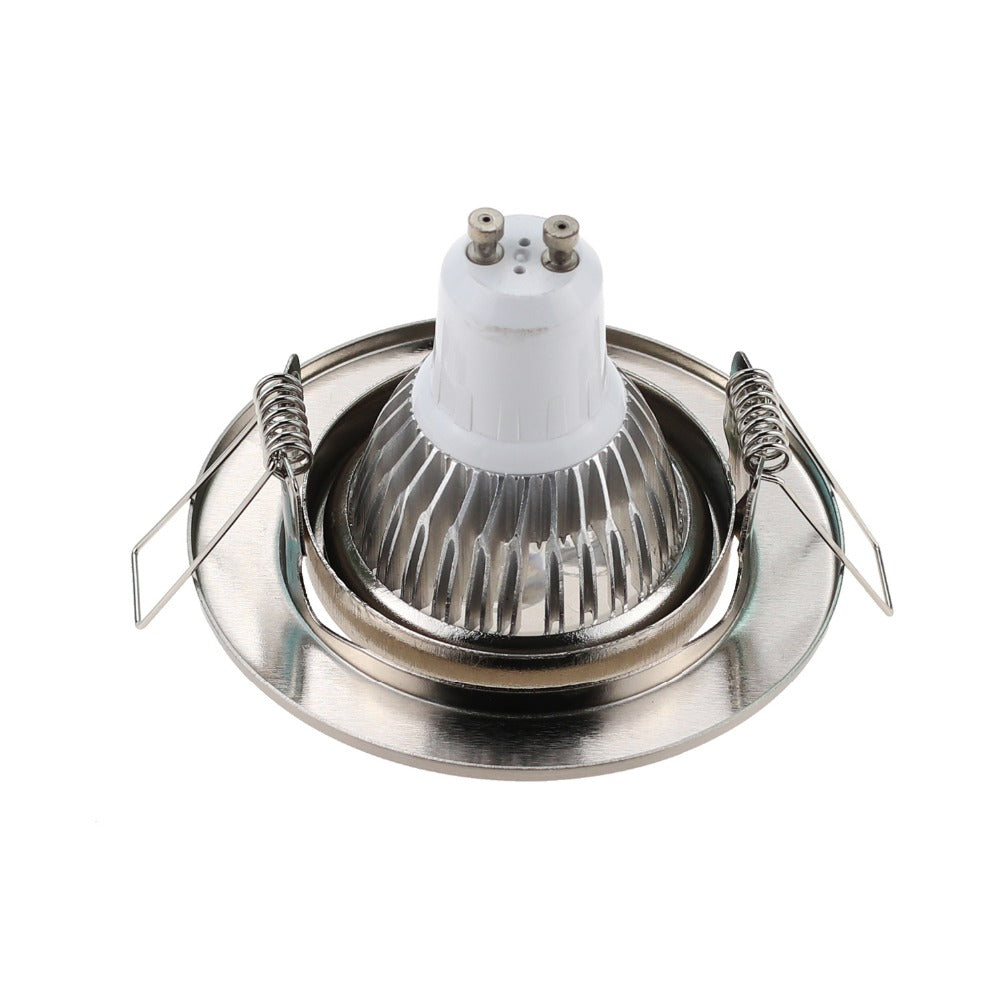 Round Nickel Recessed LED Ceiling Light Adjustable Frame MR16 GU10 Bulb Fixture Downlight Holder