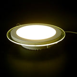 Dimmable LED Panel Downlight 6W 12W 18W Round Glass Ceiling Recessed Lights SMD 5730 Warm Cold White LED Panel Light AC85-265V