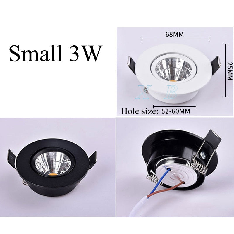 White Black LED COB Spotlight Ceiling lamp AC85-265V 3W 5W 7W 9W 12W 15W Aluminum recessed downlights round led panel light Spot