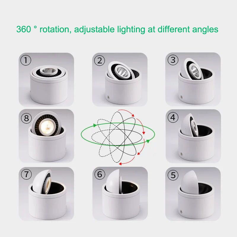 Dimmable Surface Mounted LED COB Downlight 360 Degree Rotating LED Spotlight 5W 7W 9W 15W AC85-265V LED Ceiling Light