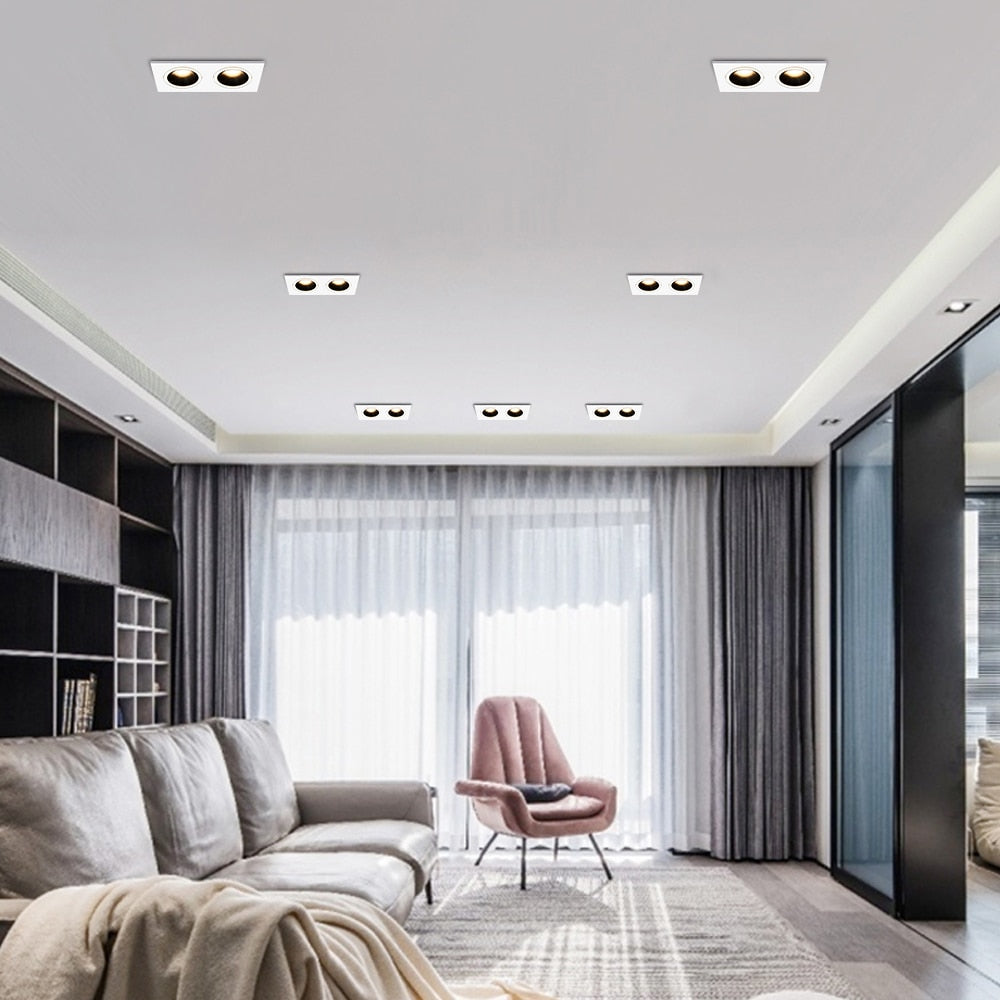 Anti-glare Square LED COB Recessed Downlight 14W 24W LED Ceiling Spot Light Kitchen Living room Indoor