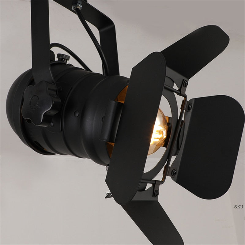 Nordic LED Wall Lights American Retro Country Loft Track Lamps Industrial Vintage Iron Bar Cafe Lighting Searchlight Fixtures