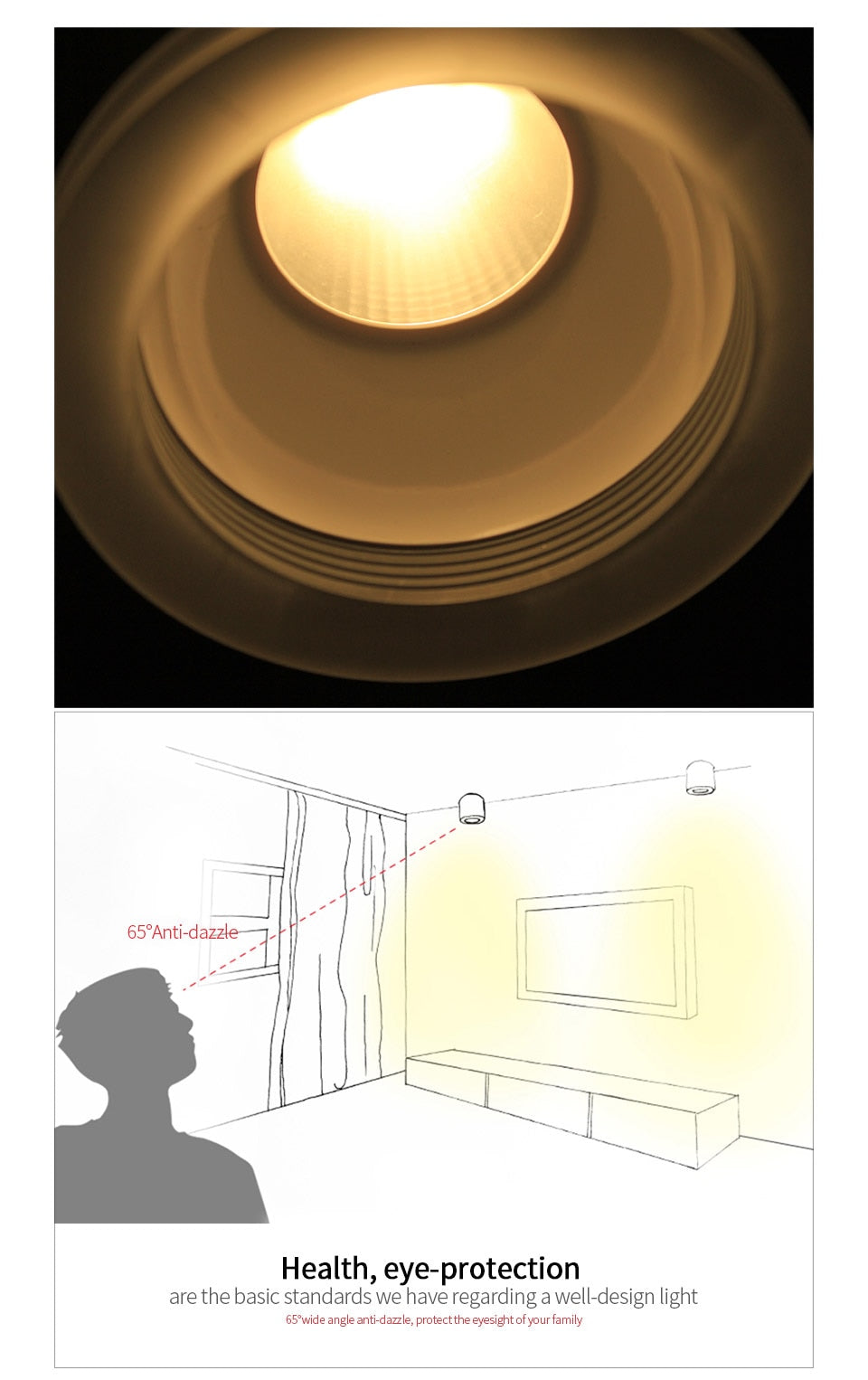 Aisilan Led Surface Mounted Ceiling Downlight for indoor Living room, Bedroom, Kitchen, Bathroom, Corridor Spot light AC90-260V