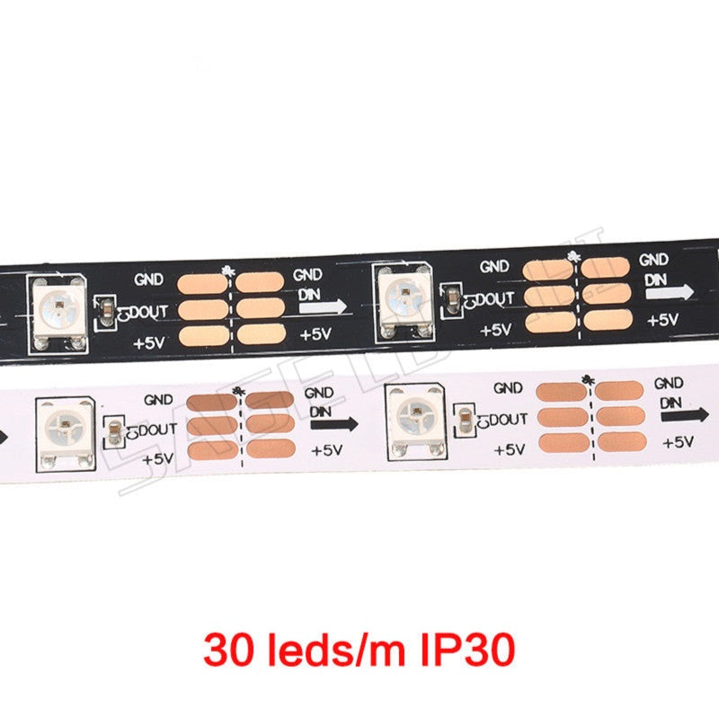 Led Pixel Strip 1m 5m DC5V WS2812B WS2812 Individually Addressable Smart RGB Led Strip Light Tape Black White PCB IP30/65/67