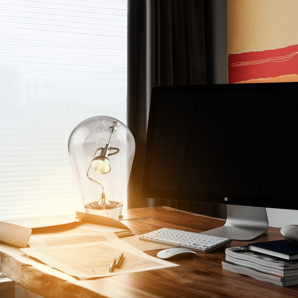 Light Bulb Shape Small Book Lamp Personality Magnet Study Lamp EU Plug/US Plug Adjustable Lighting Bar Art Shape of Light Bulb Decorative Lamps