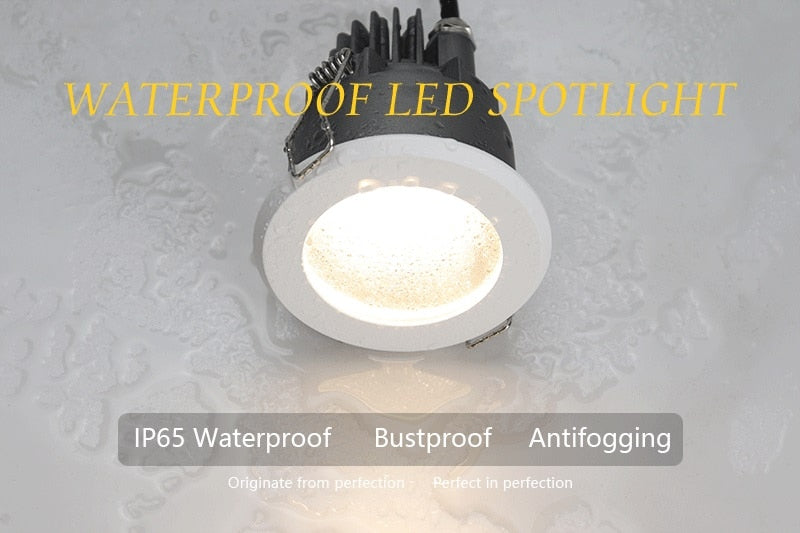 Deep Anti-Glare LED 12W Recessed Dimmable Downlight IP65 Waterproof Anti-Fog Bathroom Kitchen Home Recessed Spotlight 75-80mm