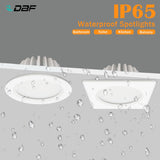 DBF Black/White IP65 Waterproof Recessed LED Downlight SMD5730 5W 7W 9W 12W 15W Spot Light Bathroom Ceiling Lamp AC 110V/220V