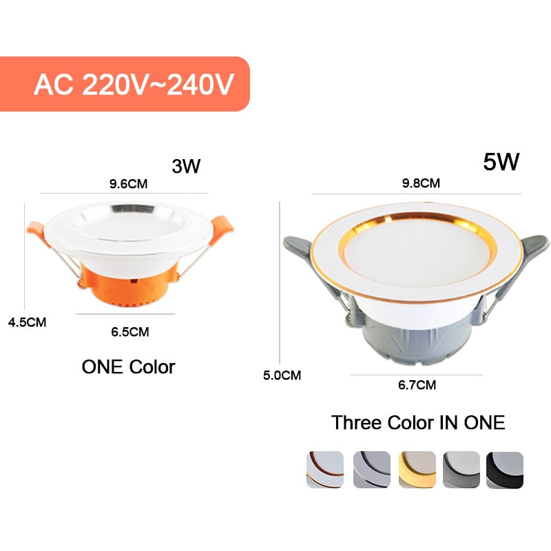 Downlight 3W 5W 3000k 4000k 6500k led Downlight AC 220V-240V led Downlight Kitchen living room Indoor recessed 5Pcs downlight
