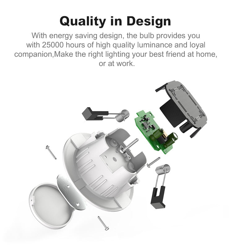 OFFDARKS Smart downlight embedded APP &amp; WiFi control 5W 9W dimmable living room kitchen bathroom KTV LED downlight