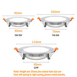 Silver White Led Downlight lights 12W 9W 7W spot led lights Warm White Natural White Ceiling Lamp Home Indoor recessed led down