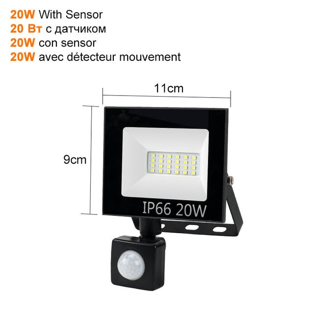 Motion Sensor LED Flood Light 10W 30W 50W Outdoor Floodlight 220V 240V Waterproof Led Spotlight for Garden Wall Street Light