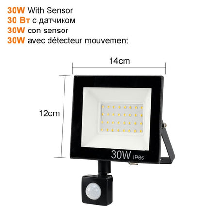  Motion Sensor LED Flood Light 10W 30W 50W Outdoor Floodlight 220V 240V Waterproof Led Spotlight for Garden Wall Street Light