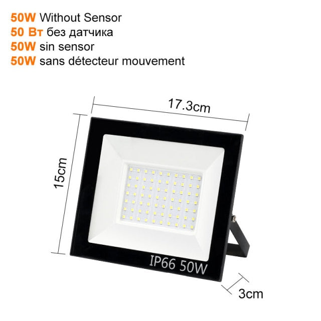  Motion Sensor LED Flood Light 10W 30W 50W Outdoor Floodlight 220V 240V Waterproof Led Spotlight for Garden Wall Street Light