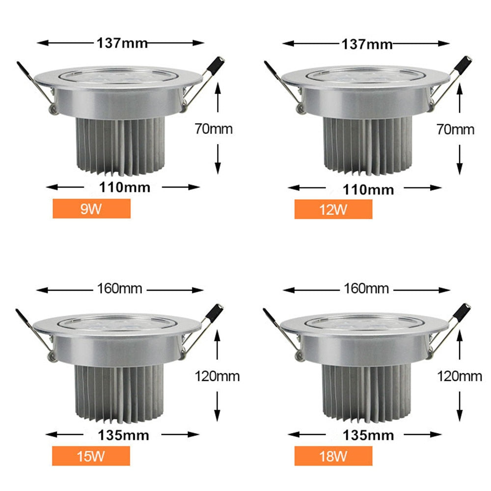 LED Downlight Dimmable 3W 5W 7W 9W 12W led recessed downlight Spot Light AC110V 220V For Bedroom Kitchen led ceiling downlight