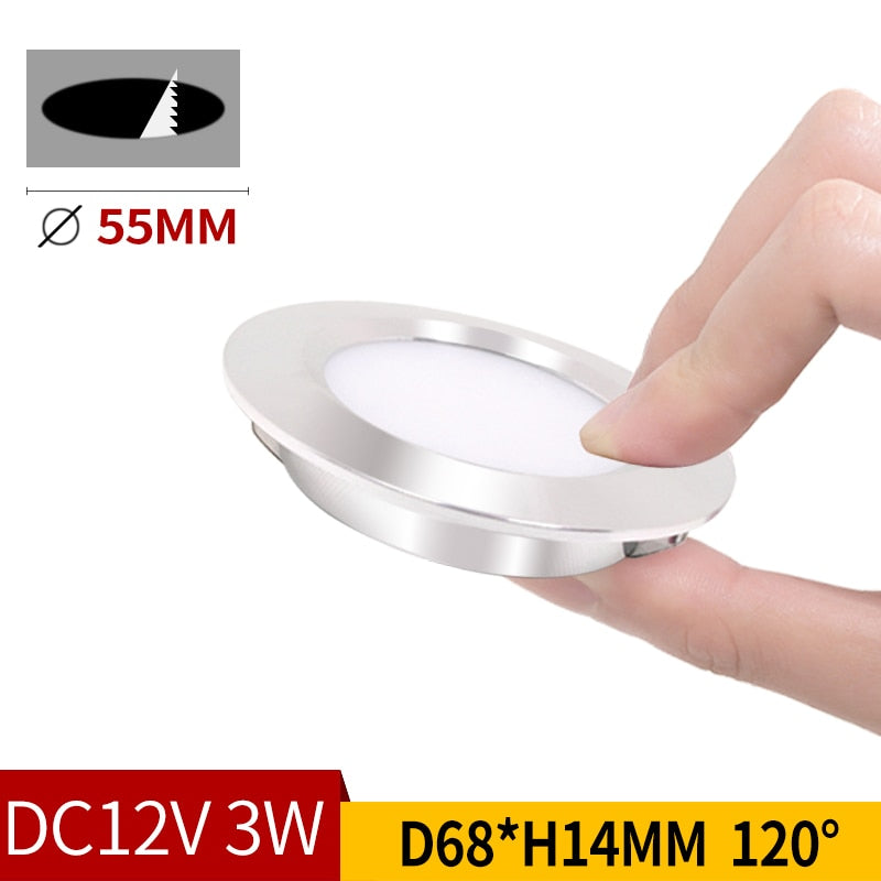 ultra-thin 3W embedded small downlight 12V DC built in downlight