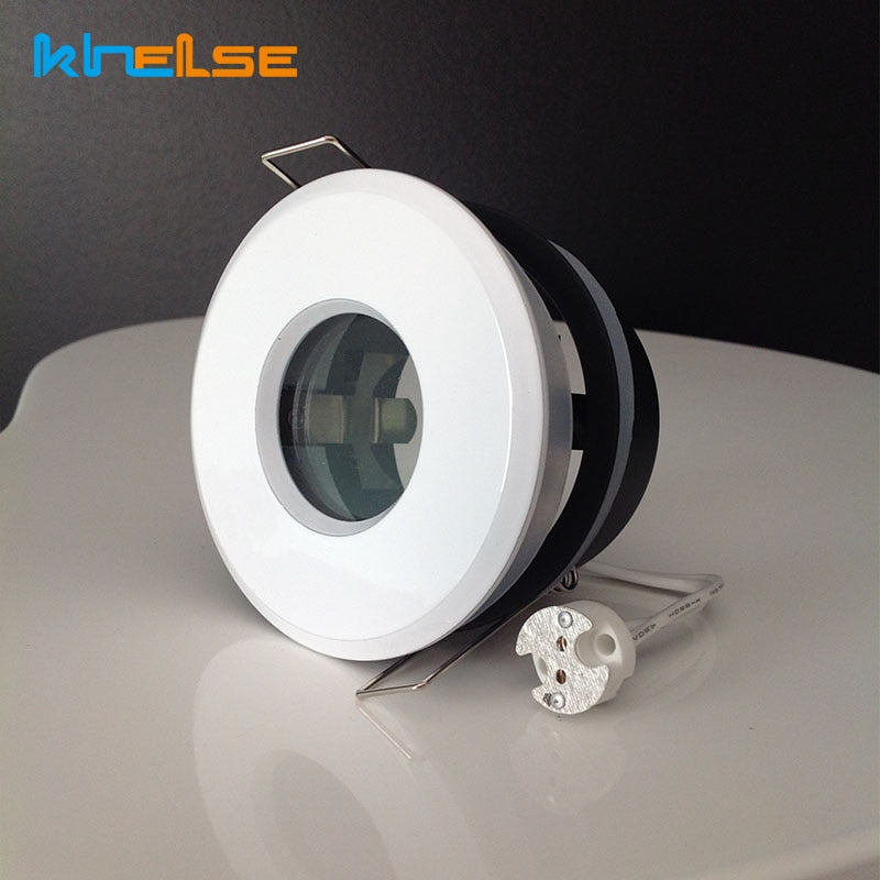 White Spot Light Shower Recessed Light Kit Downlight Frame Bathroom IP65 Round Fitting GU10 MR16 Base Built-in LED Ceiling Light