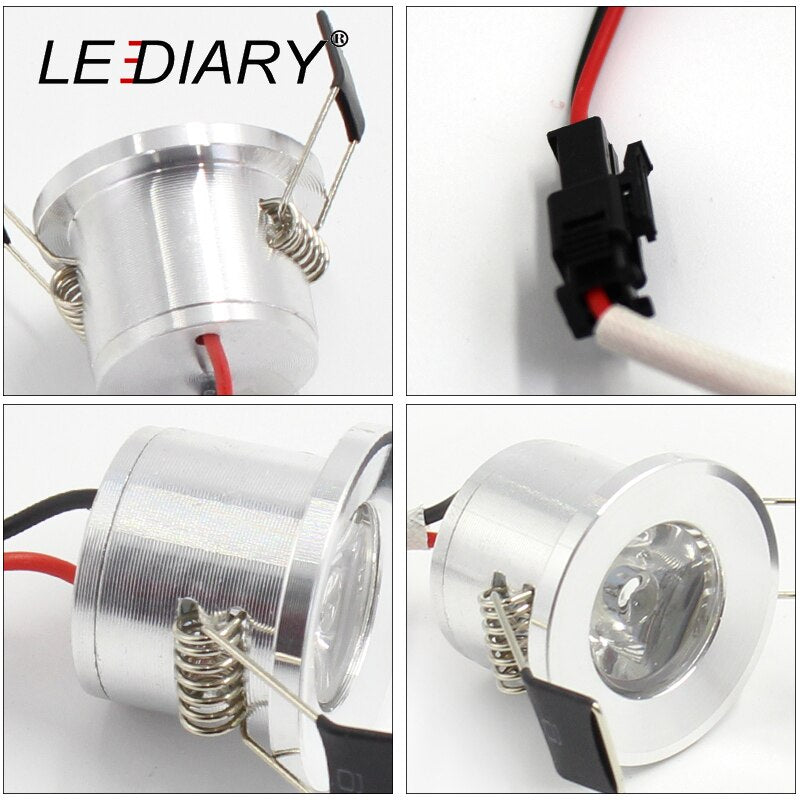 LEDIARY 10PCS/Lot Silvery Mini LED Downlights Ceiling Recessed Spotlights 110V-220V 1.5W 27mm 1 inch Cut Hole Lighting Fixtures