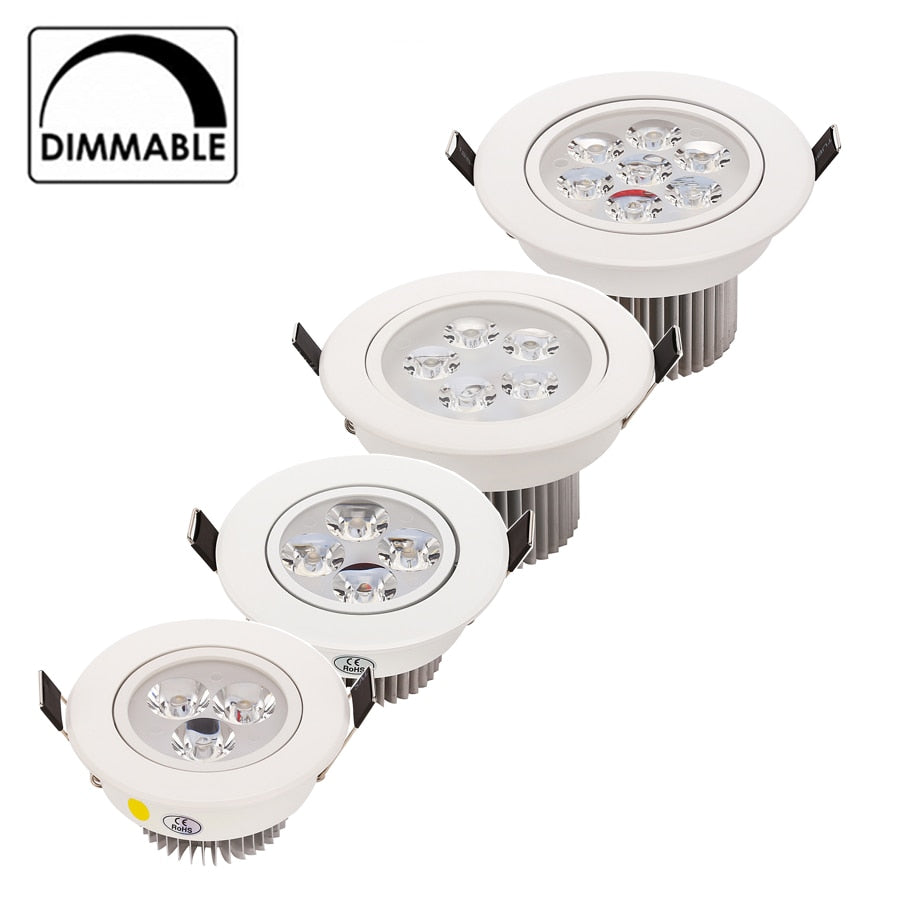 New 20pcs Dimmable Recessed led downlight 3W 4W 5W 7W dimming LED Spot light led ceiling lamp AC 110V 220V