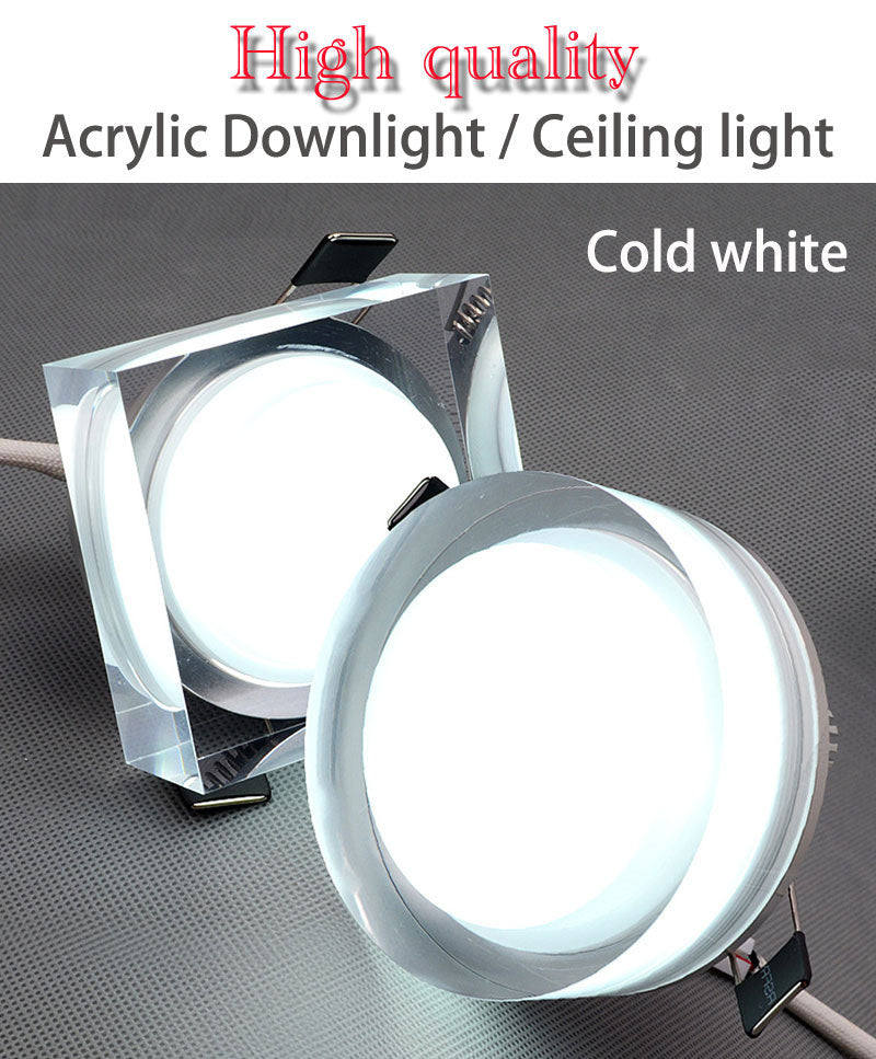 Acrylic LED downlight round square light 5W 9W 12W led ceiling light 90-260v cabinet wall light spotlight home lighting