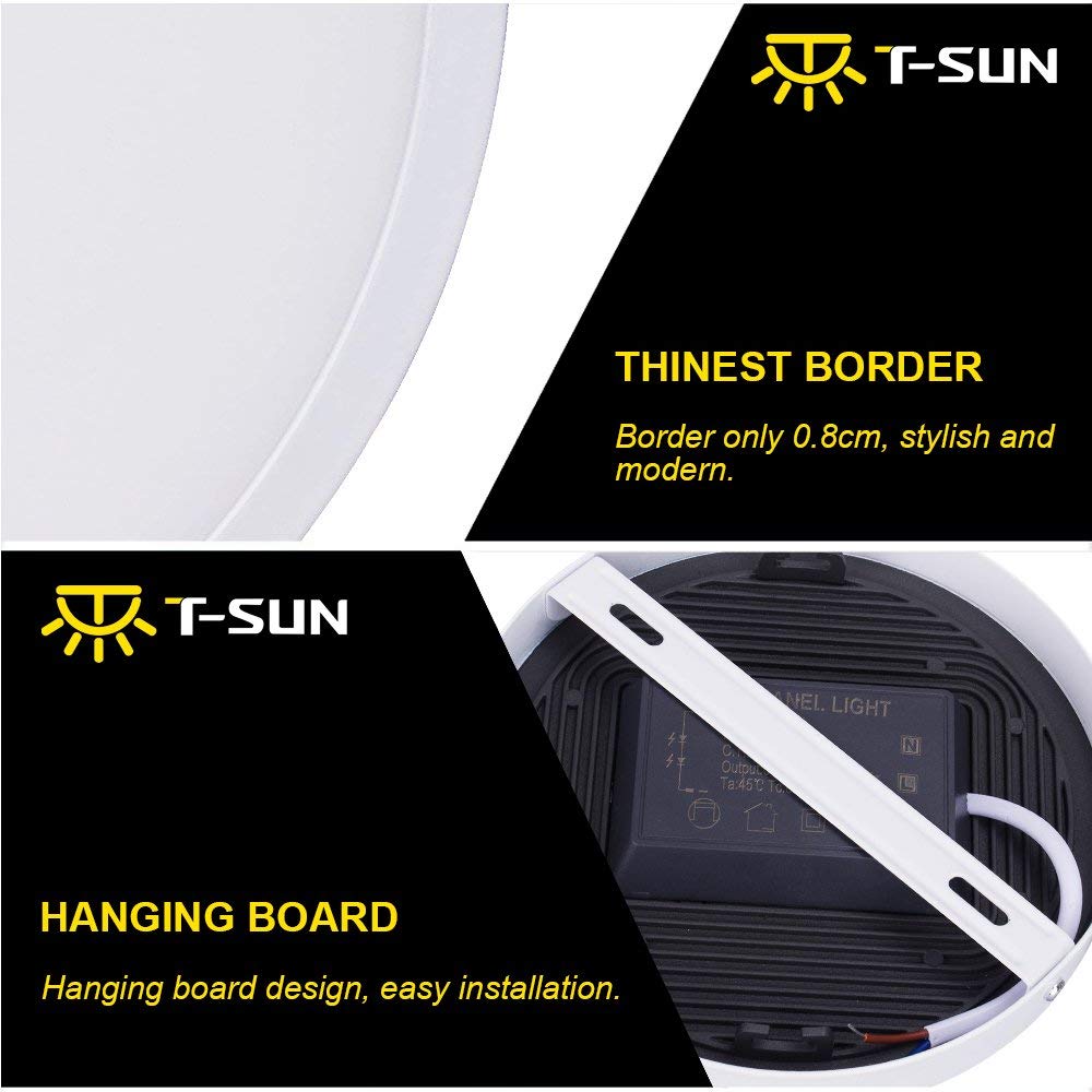 T-SUN Ultra-thin 8W Panel Light Round Square LED Ceiling Recessed Surface Mounted LED lamp