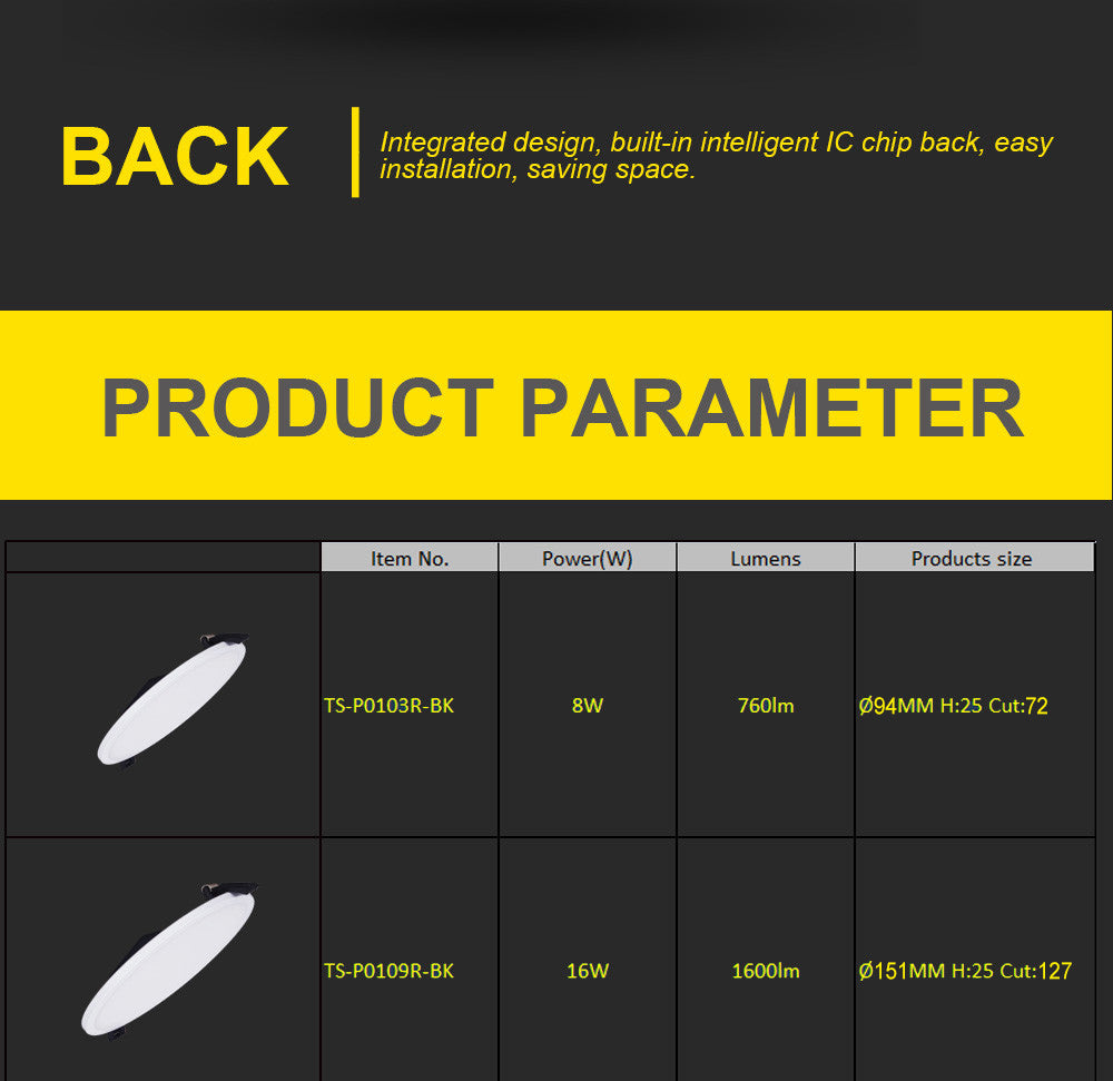 T-SUNRISE Ultra Thin LED Panel Downlight 8W 16W 24W 32W Round/Square LED Ceiling Recessed Lights Power Supply Included SMD4014
